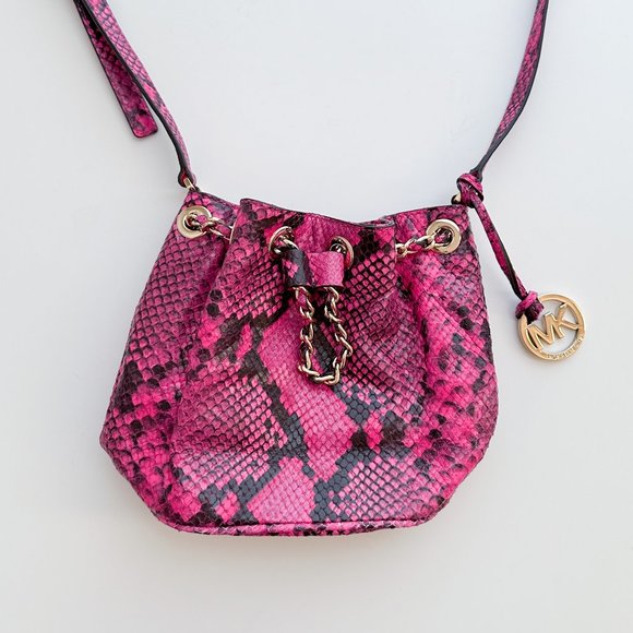 Michael Kors Handbags - Michael Kors Pink Animal Print Leather Crossbody Bag